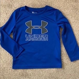 Under Armour long sleeve logo dry fit tee, size 4